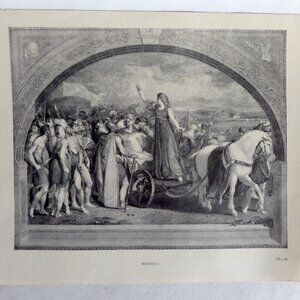VINTAGE HISTORIC BOADICEA BRITISH EMPIRE ENGRAVING PRINT BY WILLIAM SHARP